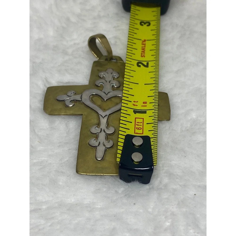 VTG Jeep Collins Sterling Silver Brass‎ Cross Religious Pendant Christmas Gift